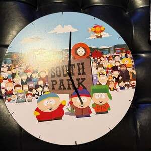 South Park Town 13.5" Cordless Wood Wall Clock Featuring Cartman Kenny Kyle Stan
